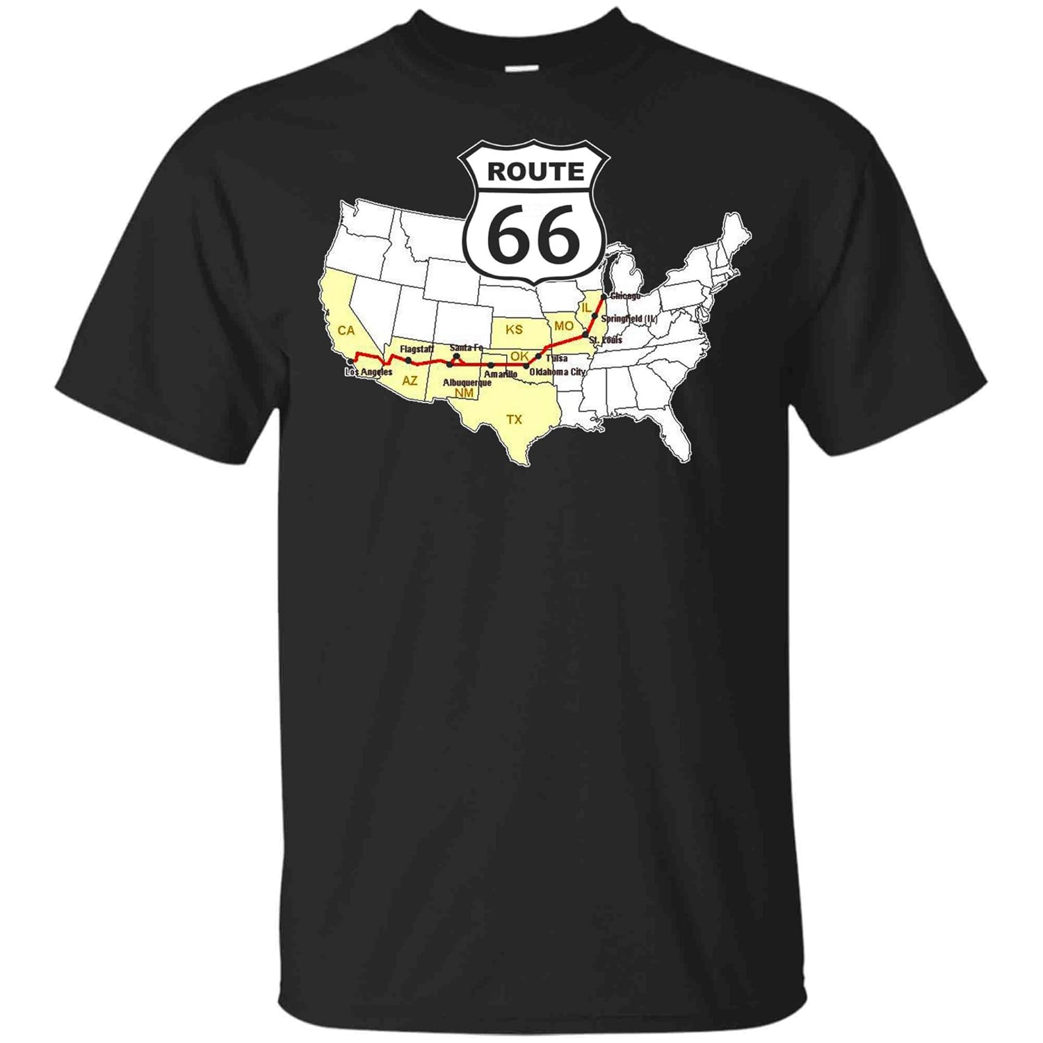 Route 66 Sign United States Map T Shirts Kinihax