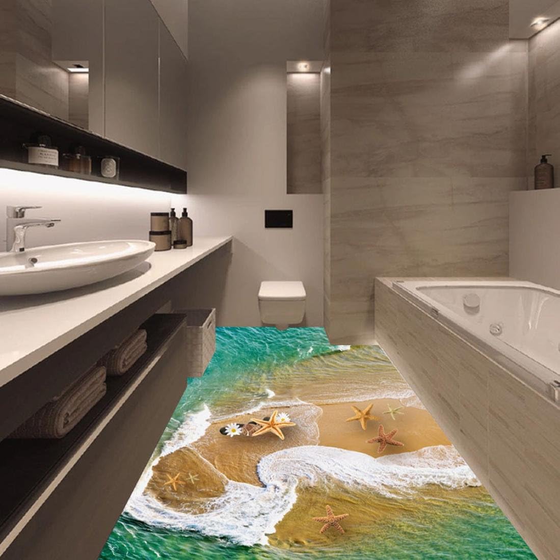 Vacally 3D Bridge Stream Floor Wall Stickers Removable Mural Decals Vinyl Art Living Room Bedroom Home Decor