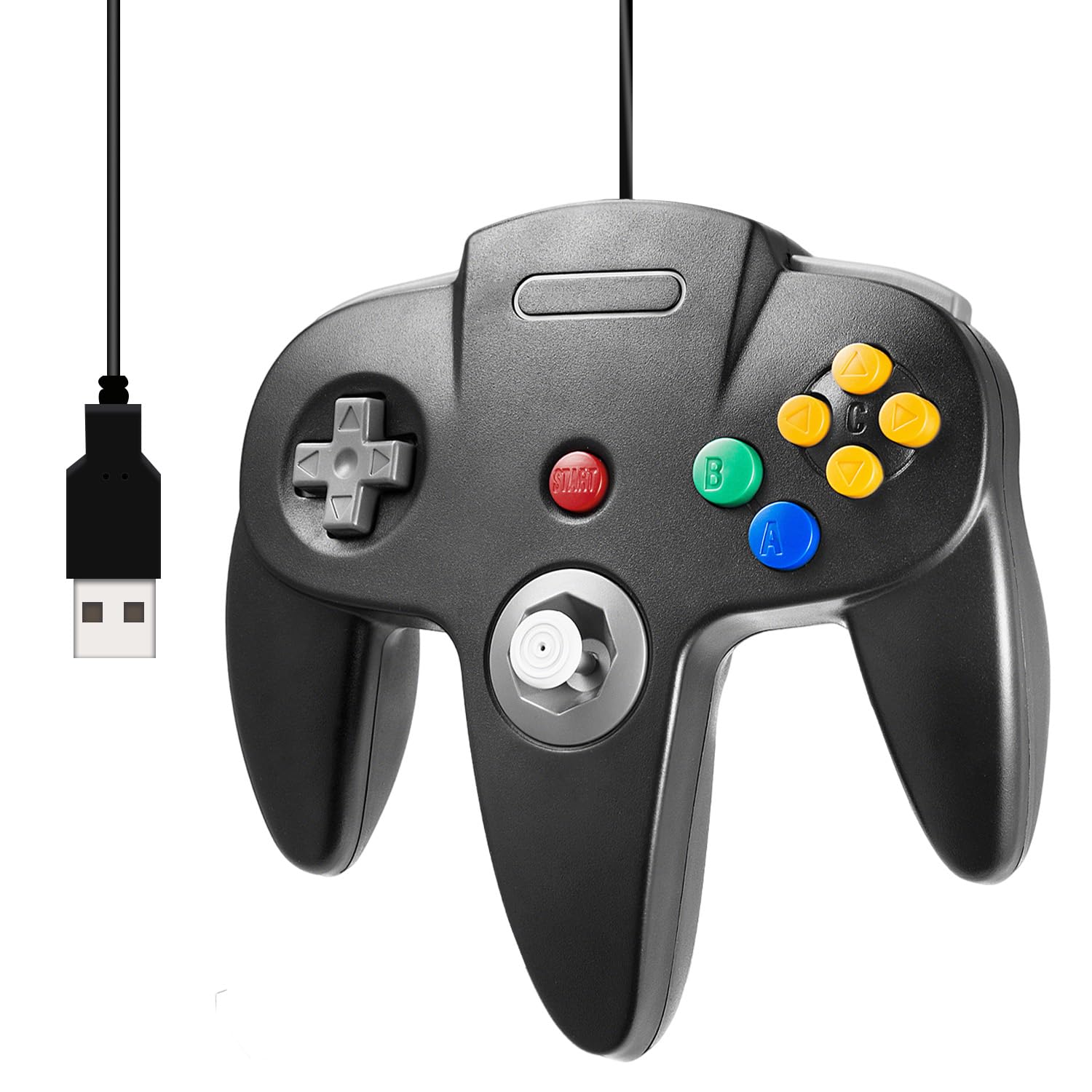miadore Classic N64 USB Controller,Plu g& Play,Retro Wired USB Gamepad Joystick Controller For Windows PC,MAC,Linux,Raspberry Pi 3 (Black) — image 1