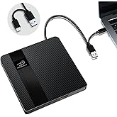 External CD/DVD Drive USB 3.0 & Type-C, Slim and Portable DVD +/-RW Burner Writer Reader CD ROM, Compatible with Laptop Deskt