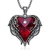 CDE Valentines Day Gifts for Women Angel Wings Necklace for Women with Birthstone, Love Heart Silver Tone/Gold Tone Pendant, Ideal Anniversary or Birthday Jewelry Gifts for Wife Girlfriend Her