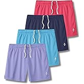 Liberty Pro 4 Pack: Girls Airy Mesh Active Athletic Sport Shorts, Youth Running Performance Clothes with Pockets