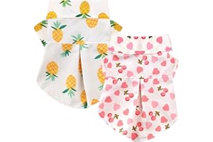 AXIIJGL 2 Pieces Small Dogs Shirts Puppy Printed T-Shirts Pet Polo Shirts Puppy Summer Funny Shirts Dogs Cute Tee Shirts Puppy Clothes Funny Dog Vests for Small Dog Cat Girl Boy(Fruit M)