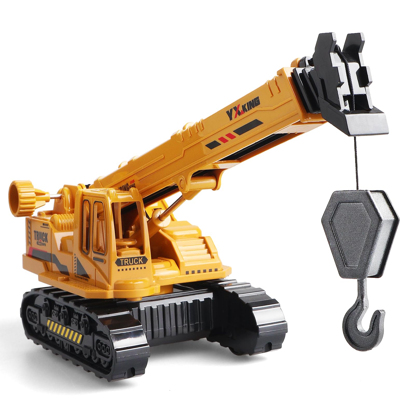 victob ABS Diecast Crane Truck Toy for Boys Ages 3-12, Friction Powered Construction Vehicle with Manual Lifting Arm, Christmas & Birthday Gifts for Toddlers and Children