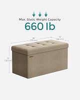 SONGMICS MAZIE Storage Ottoman Bench 76 cm Folding Foot Rest End of Bed Green view 5