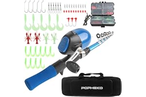 Kids Fishing Pole Full Kit 4.92FT/150CM Telescopic Fishing Rod Reel Combos Youth Fishing Set with Fishing Rod Spincast Reel L
