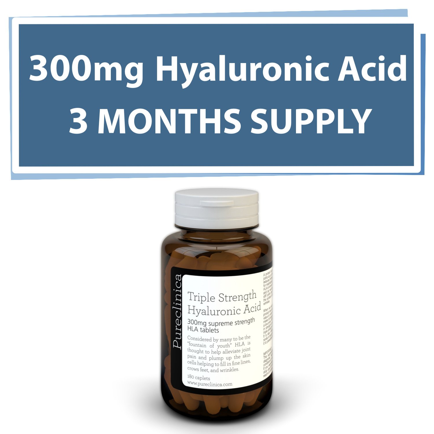 Hyaluronic Acid 300mg x 180 Tablets (3 Months Supply). Triple Strength