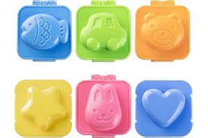YunKo 6Pcs Egg Rice Mold Hard Boiled Egg Mold Fish Car Heart Shape Onigiri Mold Rice Ball Maker for Kids,Fondant Cake Pop Decorating Tool Fun Cookery Kitchen Gadgets