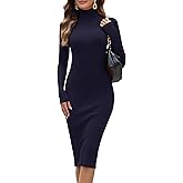 ninovino Women's Turtleneck Ribbed Knit Long Sleeve Slim Fit Sweater Dress