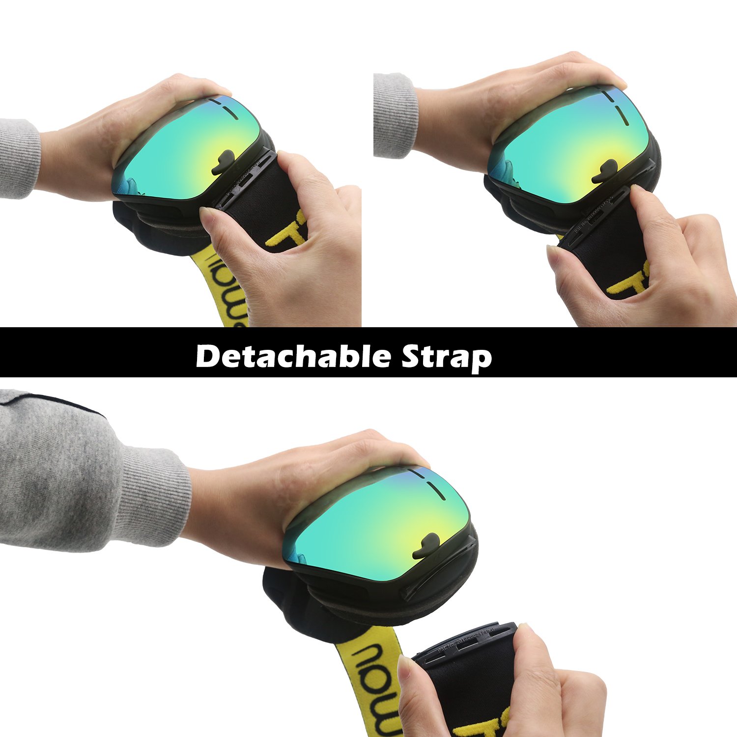 HAMSWAN Otg Ski Goggles, Snowboard Goggles Anti-fog UV400 Protection Detachable Double Lens Snow Goggles for Men, Women & Youth