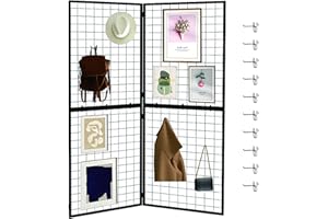 DEYEGELEA Foldable Gridwall Display Panel - 2 Pack of 2x5 Ft Heavy Duty Z Unit Wire Grid Wall Panels for Retail Store, Trade Show, Pop Up Shop, Versatile Merchandiser Display