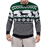 Runcati Mens Ugly Christmas Sweater Pullover Long Sleeve Reindeer Snowflake Soft Knitted Sweaters