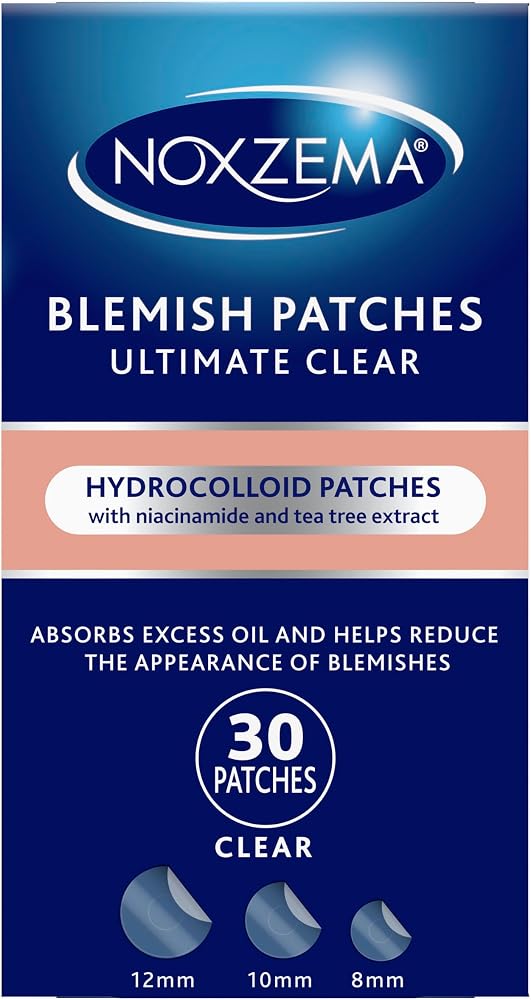Noxzema Hydrocolloid Pimple Patches with Niacinamide & Tea Tree Extract, Acne Treatment for Face Blemishes, Absorbs Oil & Red