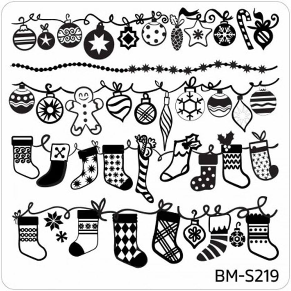 Sou 'wester Plate 219 Bundle Monster Christmas/X-mas Ice Flower Christmas Nail Art Stamping Template