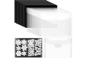 Vmiapxo 48 Pcs Magnetic Sheets for Die Storage, Plastic Stamp and Die Cut Storage Envelopes, Reusable Sticker Organizer Pockets or Receipt Holder for Card Making (5x7 Inch, 24pcs Sheets+ 24pcs Bags)