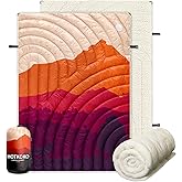 hotkoko Outdoor Camping Blanket,Warm Thick Camp Blankets with Sherpa Lining Soft Fleece Camping Blanket Puffy Camping Quilt for Cold Weather Traveling, Stadium, Hiking, Picnics