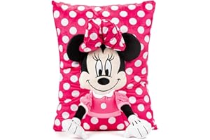 JAY FRANCO Disney Minnie Mouse 3D Snuggle Pillow - Super Soft Pink Plush Pillow - Measures 15 Inches