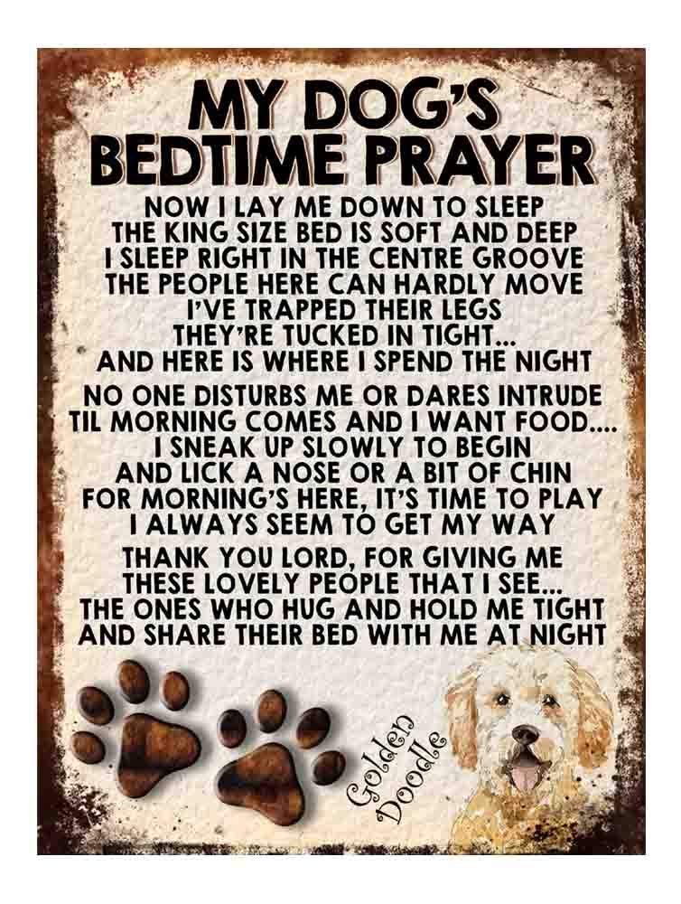 MY DOG'S BEDTIME PRAYER RETRO STYLE METAL TIN SIGN/PLAQUE DOG BREEDS (GOLDEN POODLE)
