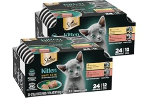 Sheba Perfect Portions Kitten Wet Cat Food Pate Chicken Entree and Salmon Entree, 2.6 oz. Twin-Pack Trays (12 Count, 24 Servings) (Pack of 2)