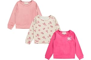 BTween Girls Cozy Velour Sweatshirt Set, 3 Pack of Soft Sweatshirts for Kids, Stylish Casual Outfits, Sizes 4-14