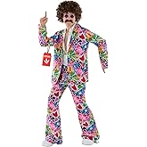 fun shack Groovy Mens Hippie Costume, Retro 60s Suit for Men, Adult Groovy Costumes, Vintage Hippie Outfit