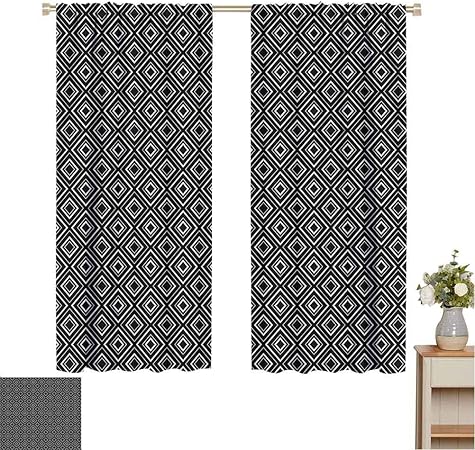 Nooweihome - Cortina geométrica para dormitorio con diseño de zigzag de