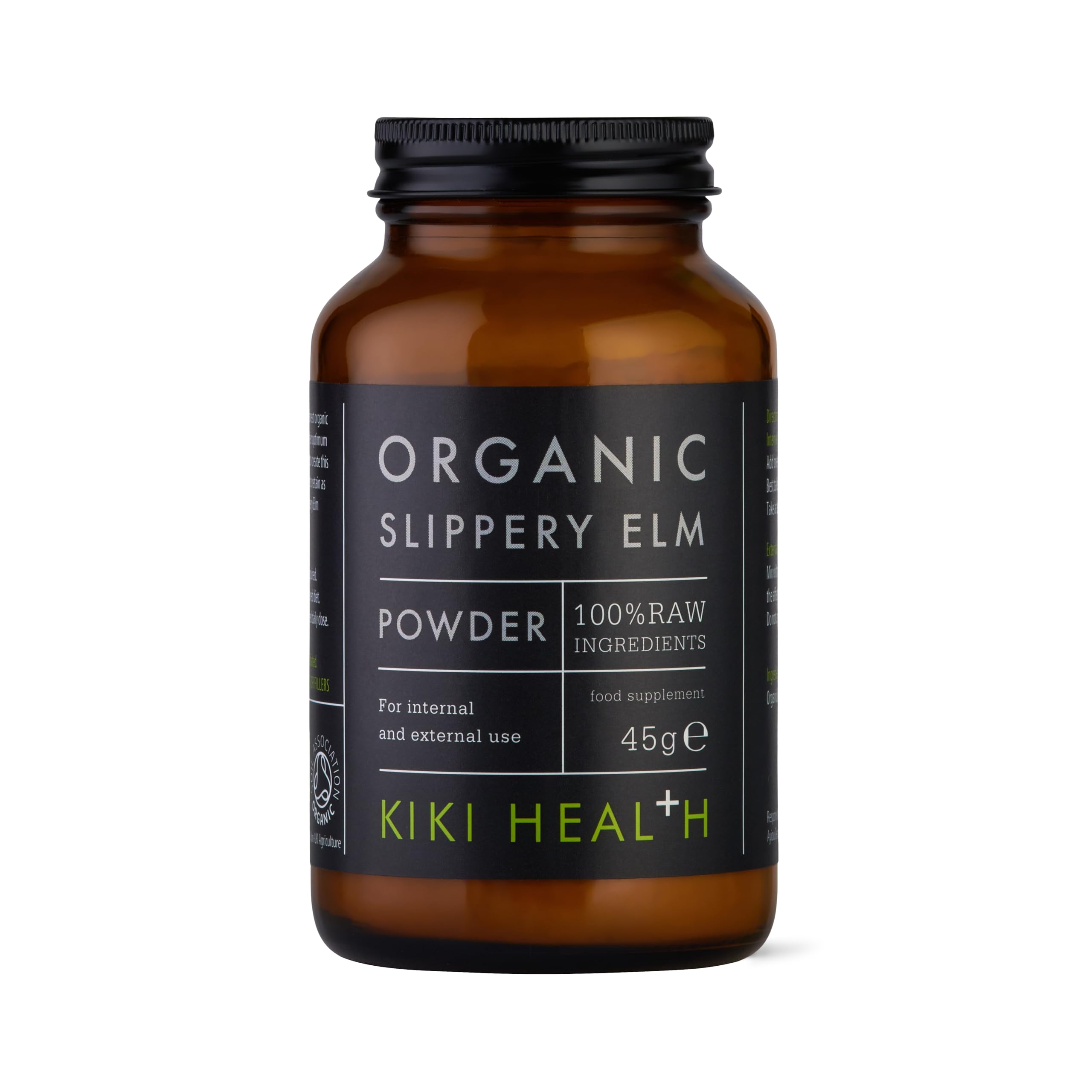 KIKI Health Organic Slippery Elm Powder 45g - Suitable for Vegans & Vegetarians - No Sweeteners, Colours or Artificial Flavouring - Slippery Elm Supports The Digestive System