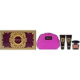 Versace Crystal Noir by Versace for Women 4 Piece Set Includes: 3.3 oz Eau de Toilette Spray + 3.4 oz Body Lotion + 3.4 oz Bath and Shower Gel + Travel Beauty Bag