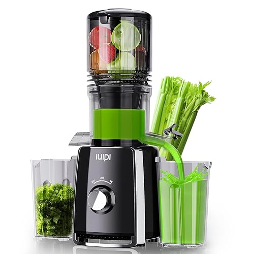 Cold Press Juicer Machines, 5.3" Large Feed Chute Slow Masticating Juicer, 99% Juice Yield, Ultra Quiet, Easy Clean, BPA Free – Ideal Self-Feeding Juicer for Whole Fruits & Vegetables (Black)