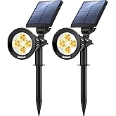 Nekteck Solar Lights, 2-in-1 Solar Spot Lights Outdoor, Waterproof Solar Powered Landscape Spotlights, Bright and Dark Sensing, Auto On/Off for Yard, Pathway, Garden, Driveway (2 Pack, Warm White)