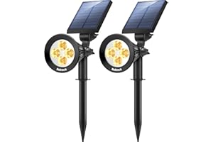 Nekteck Solar Lights, 2-in-1 Solar Spot Lights Outdoor, Waterproof Solar Powered Landscape Spotlights, Bright and Dark Sensing, Auto On/Off for Yard, Pathway, Garden, Driveway (2 Pack, Warm White)