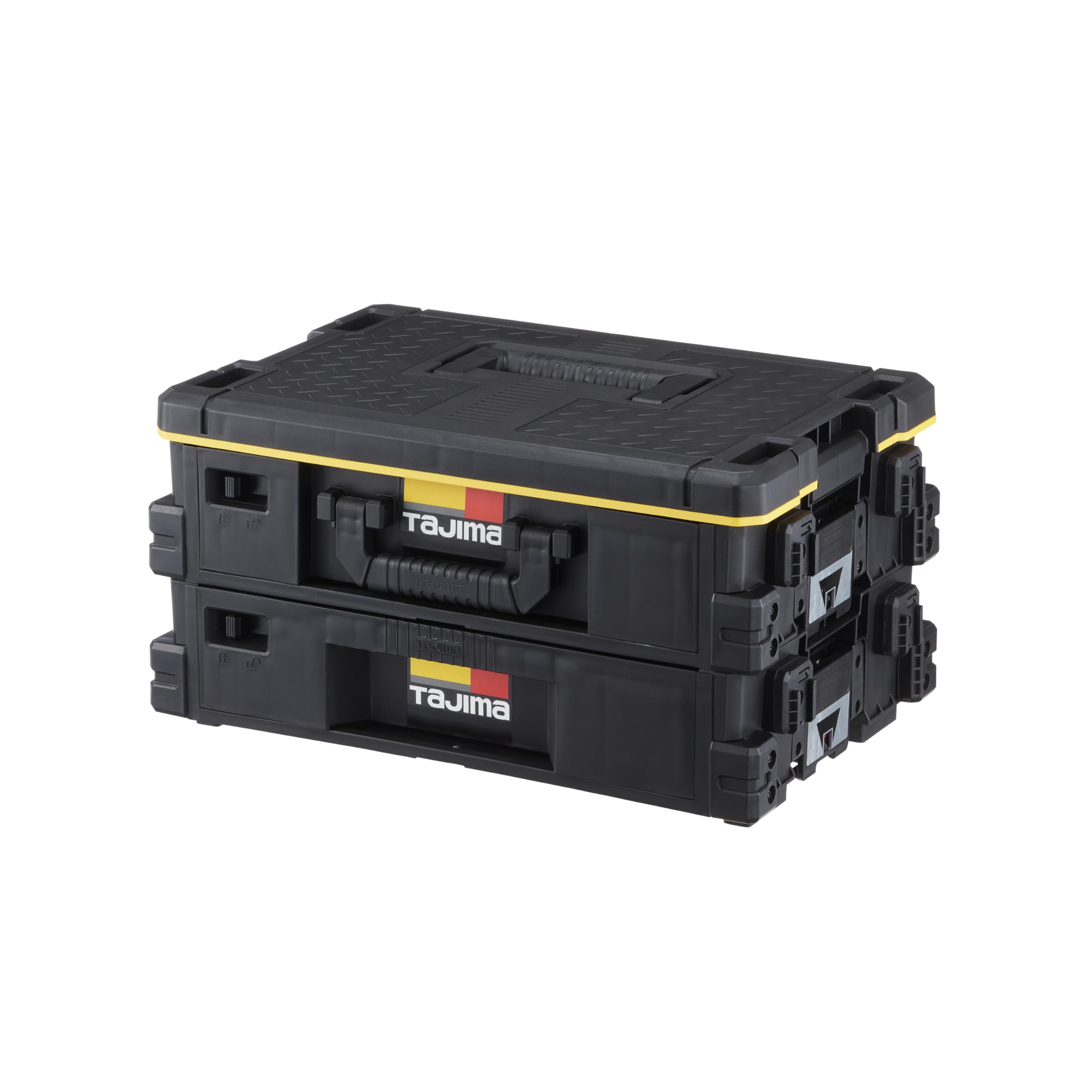 タジマ セフシステム セフ引出しボックス２段セット TB-HBOX2 上段：セフパーツケーススSサイズ9 個/下段：フリートレイが収納された引出し型ボックス 外側にセフホルダー機能8個 最大積載量20kg(上/下段の最大積載量10kg) 重ねて置くだけで連結する荷崩れ防止仕様 セフ台車との連結も可能商品画像