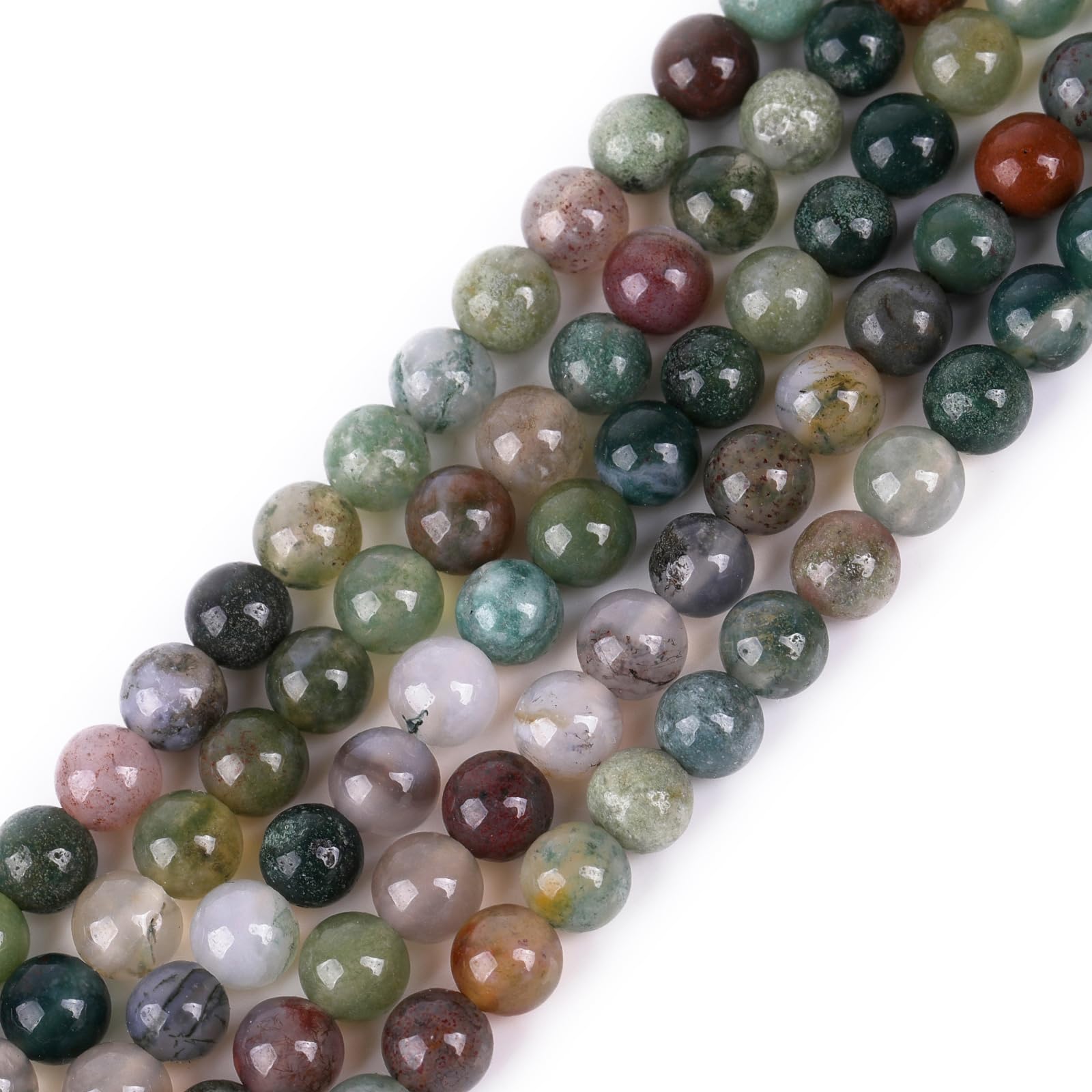 GEM-Inside 4mm Indian Agate Round Gemstone Semi Precious Loose Beads for Jewellery Making 15'' โ image 1