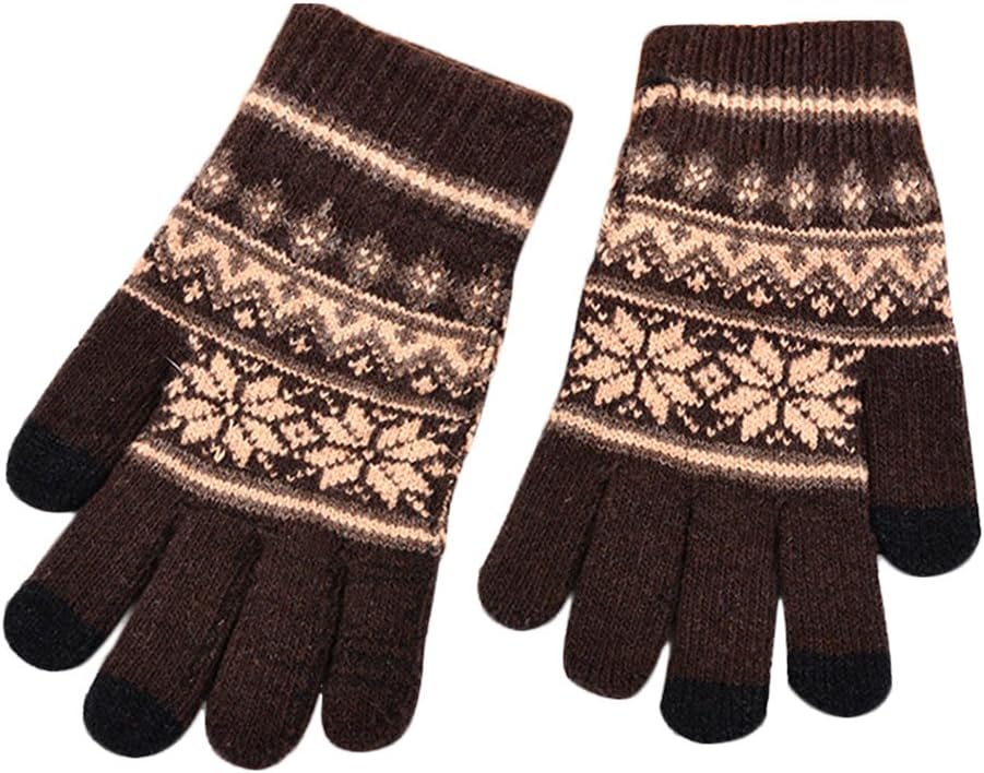 CHBC Mens Fashion Snowflake Thick Warm Stretch Knit Gloves Touch Screen