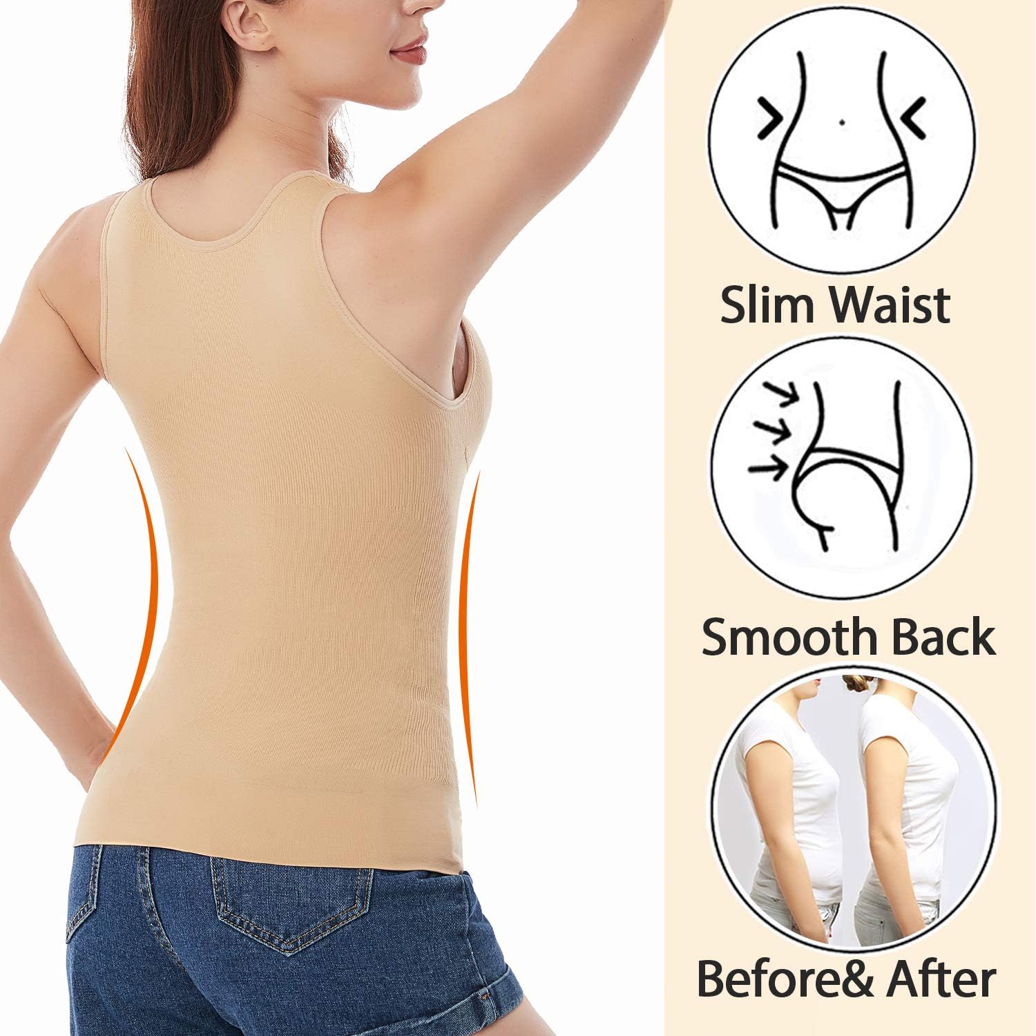 Womens Slimming Tank Tops with Built in Bra Tummy Control Shapewear Cami Seamless Body Shaper Compression Top at  Women’s Clothing store