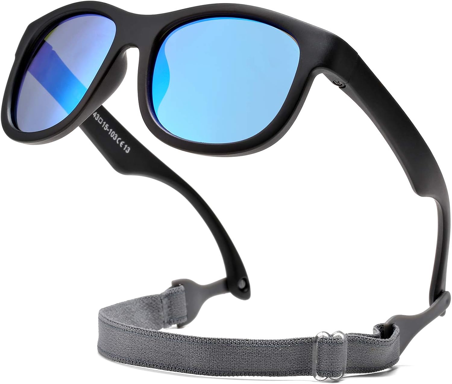 Flexible Polarized Sunglasses with Strap for Baby Age 02 Years ( Black