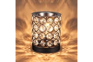 NAWAZA Crystal Wax Melt Warmer Candle Wax Warmer for Scented Wax 2 in 1 Wax Melts Fragrance Warmer Wax Cubes Melter Home Office Deco Night Light Valentines Day Birthday Gifts for Women Mom Girl(01-Black)