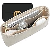 OAikor Felt Small Insert Purse Organizer with Zipper Compatible with GG Small Marmont Insert Matelasse Shoulder Bag and More, Mini Handbag Organizer Pouch for Women Inner Bladder Bag (Beige, S)
