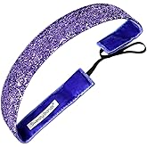 Sweaty Bands Womens and Girl Headband - Non-Slip Velvet-Lined Sparkle Hairband - Viva Diva Purple 1-Inch