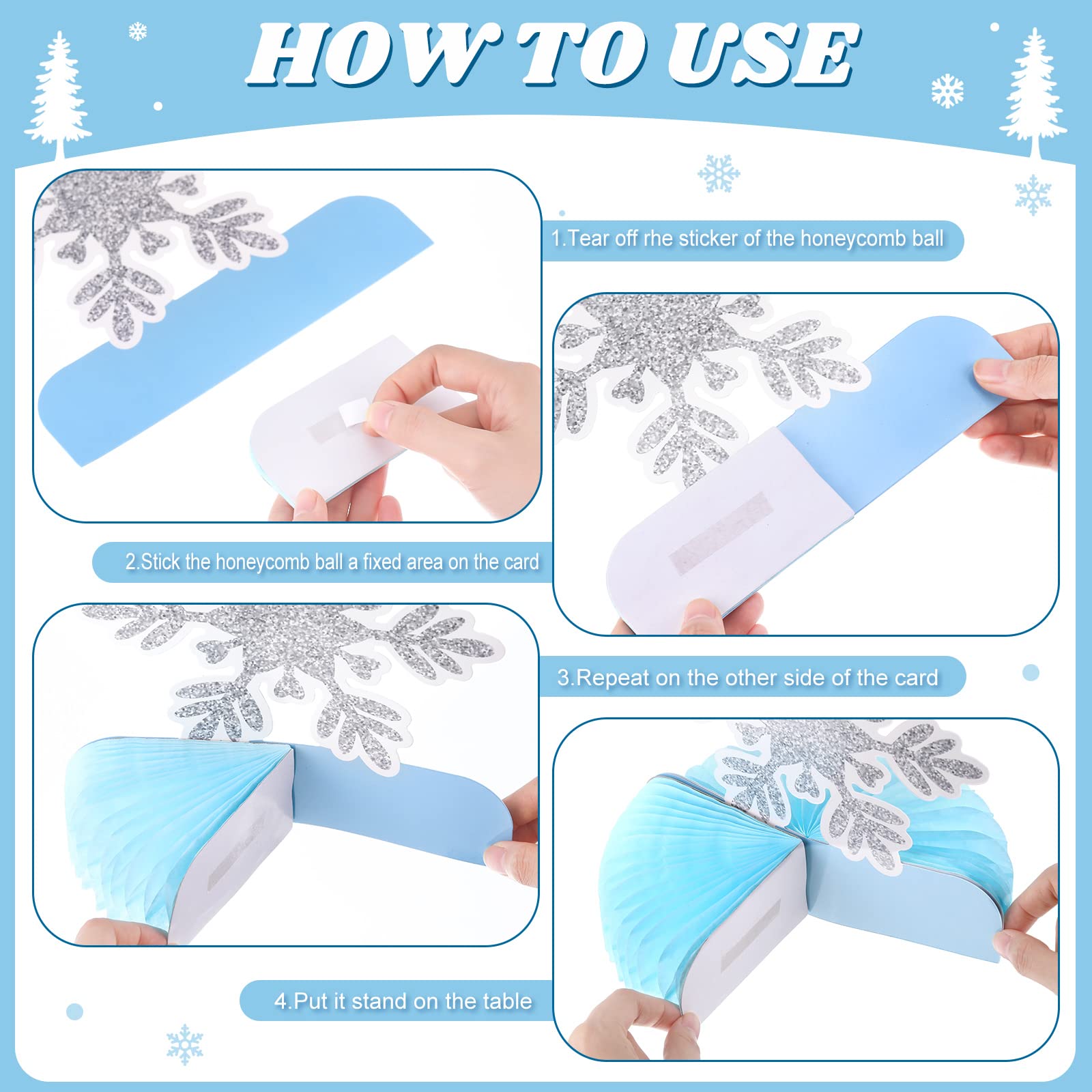 Faccito 9 Pcs Winter Table Honeycomb Centerpieces Snowflake Honeycomb Party Decorations Winter Party Centerpieces for Snowflake Theme Christmas Birthday Party Supplies(Blue)