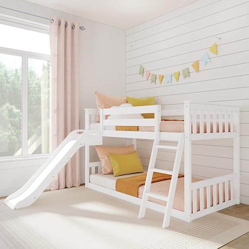 Max & Lily Solid Wood Twin Over Twin Size Low Bunk Beds for Kids with ...