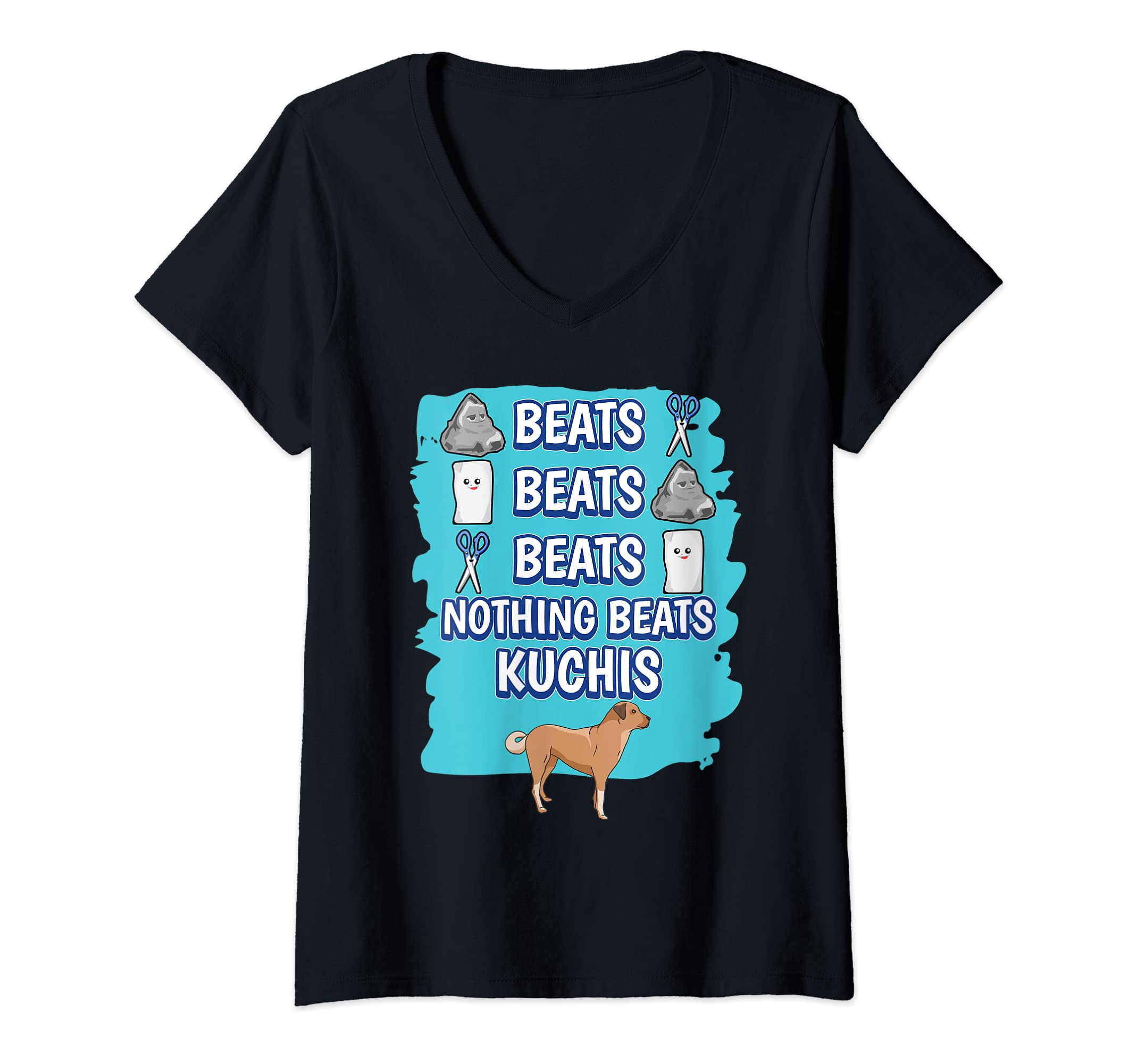 Womens Nothing Beats Kuchis Rock Paper Scissors Game Kuchi V-Neck T-Shirt
