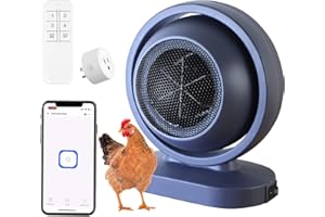 Fitinhot Chicken Coop Heater,Coop Space Heater with Thermostat & App Remote Control, 4 Timing Setting Animal Heater,Thickened Anti Bite Cord 300W Heating Fans,Fowl Heat Warmer Suitable for Farm/House