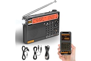 Raddy RF757 APP Control Shortwave Radio, Portable Radio with AM/FM/SW/VHF/UHF/CB/AIR/NOAA Reception, 2500mAh Rechargeable Battery, 1000 Presets, Headset, Wired Antenna, SOS Alert for Emergency