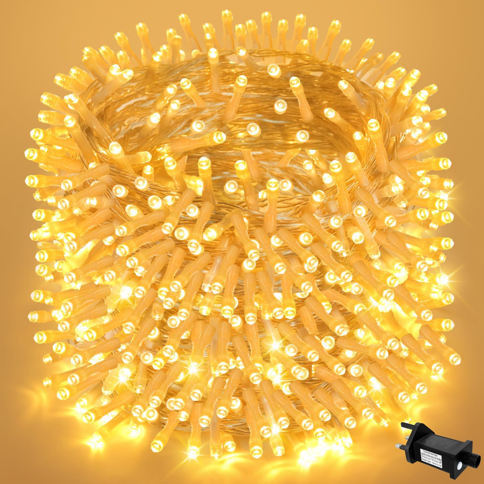 FFZZKJ 8 Modes Fairy Lights Plug in 131Ft/40M 400 LED String Lights Mains Powered Indoor/Outdoor with Timer IP44 Waterproof for Christmas, Bedroom, Gazebo, Garden, Warm White