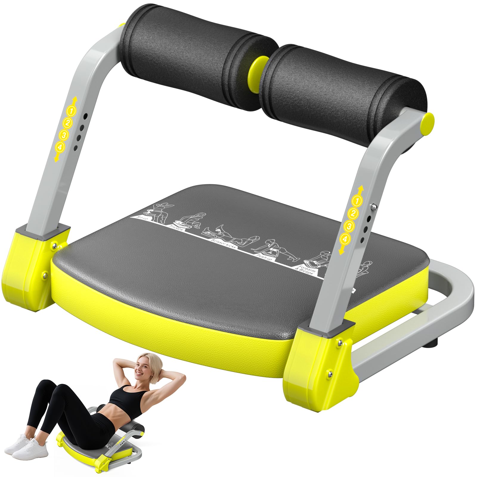 Photo 1 of Sit Up Exercise Equipment, Abs Workout Equipment for Home Use, Foldable Ab Machine, 4-Level Adjustable Resistance Ab Trainer for Stomach, No Assembly Core Machine with Quick Rebound, Abdominal Exercise Equipment for Home Gym, Ab Crunch Machine for Abs