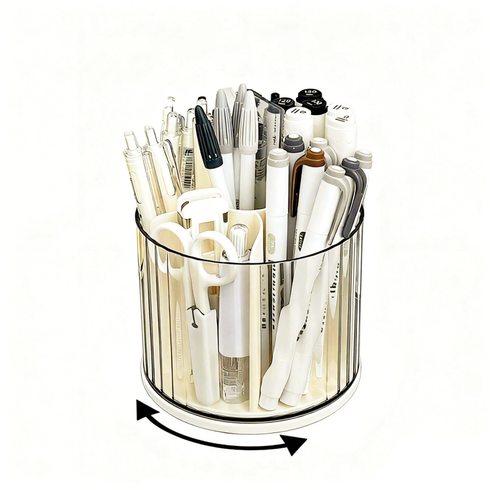 Cylogia 360 Degree Rotating Pen Holder for Desk, Stationary Organiser Tidy Organiser Desk Organiser With 6 Compartments for Pencil Makeup Brush Cosmetic Pen Pot for Office School Home