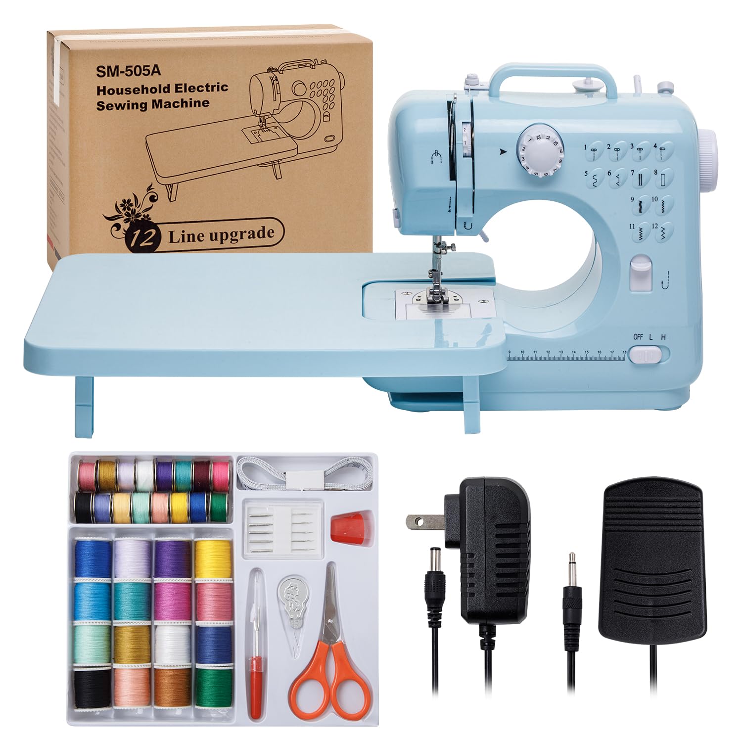 Photo 1 of (SEE NOTES BEFORE BIDDING) Sewing Machine for Beginners with Extension Table Mini Sewing Machines Kit Supplies 12 Built-in Stitches with Needles Assorted Thread Kit Starter Kit Easiest for Adult and Kids