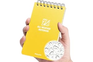 POPYOLA Waterproof Notebook, 1 Pack 3" x 5" Top-Spiral Pocket Notepad with 100 Squared Pages, Weatherproof Pocket Notebook for Police Outdoor Office School Recording