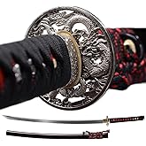 YONG XIN SWORD-Samurai Katana Sword, Japanese Handmade, Practical, Damascus/1060/1095 Carbon Steel, Tempered/Clay Tempered, Full Tang, Sharp, Scabbard